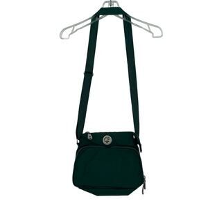 Baggallini Nylon Crossbody Bag Green Twist Lock Top Zip Multi Pocket Handbag